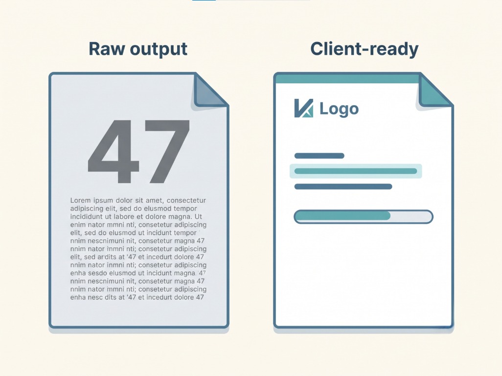 Comparison of a raw violation count versus a clean, plain-language, agency-branded client report.